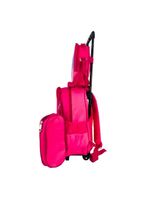 Kit Mochila De Carrinho Infantil Escolar: Estojo + Lancheira Térmica + Bolsa Impermeável Unicórnio Rosa