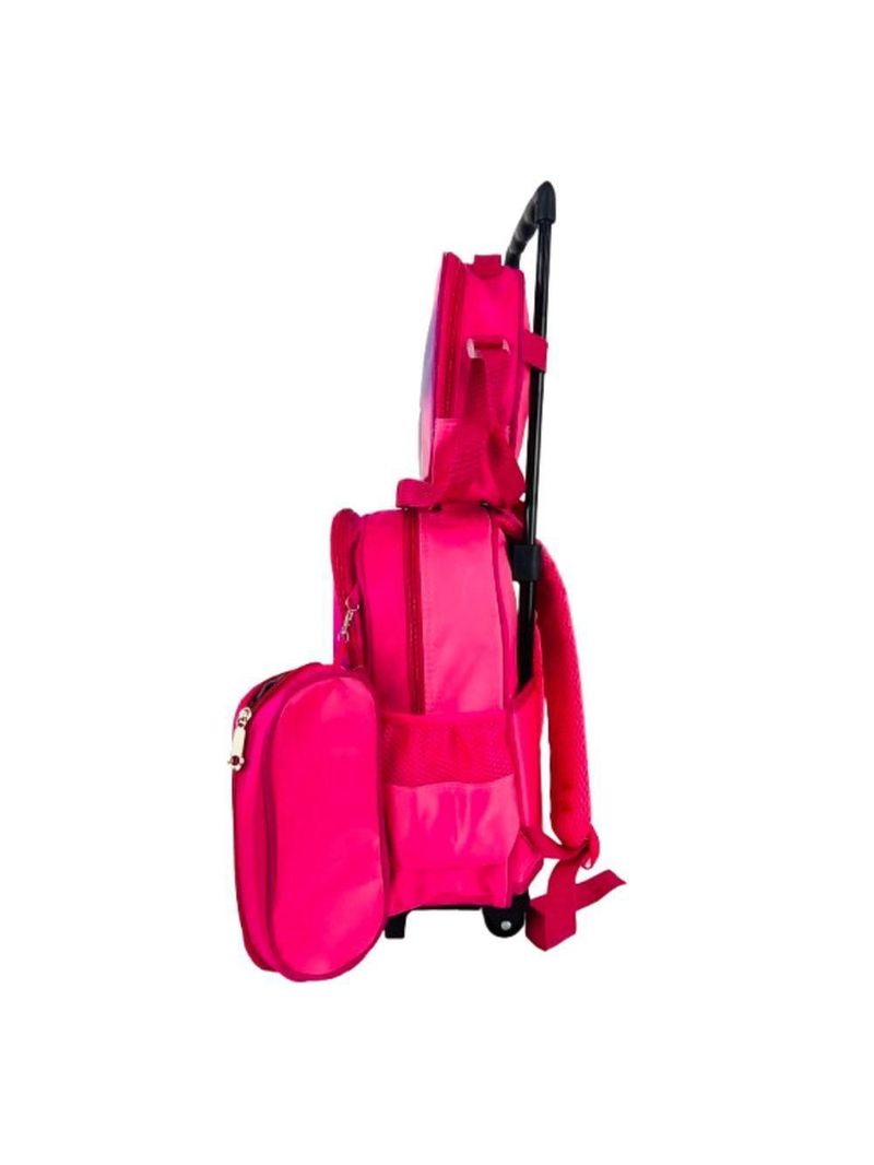 Kit Mochila De Carrinho Infantil Escolar: Estojo + Lancheira Térmica + Bolsa Impermeável Unicórnio Rosa