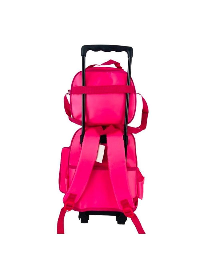 Kit Mochila De Carrinho Infantil Escolar: Estojo + Lancheira Térmica + Bolsa Impermeável Unicórnio Rosa