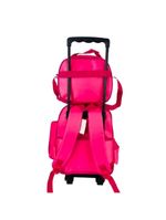 Kit Mochila Infantil Com Rodinhas Meninas Unicórnio Escolar: Estojo + Lancheira Térmica + Bolsa Carrinho