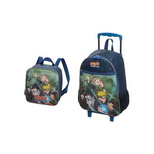 Kit Mochila Rodinha Lancheira Escolar Infantil Menino Naruto Time Pacific