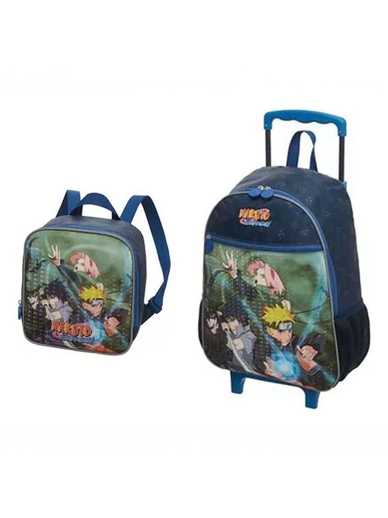 Kit Mochila Rodinha Lancheira Escolar Infantil Menino Naruto Time Pacific