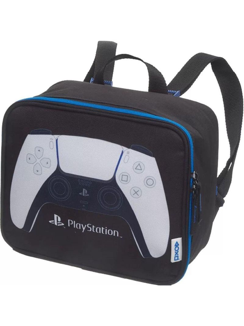 Kit Mochila Costas Lancheira Térmica Infantil Escolar Menino Playstation Game Blue Pacific