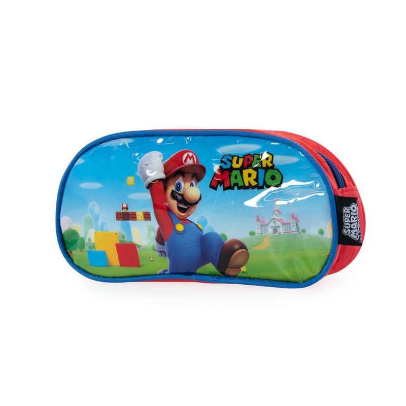 Estojo escolar masculino mario vermelho