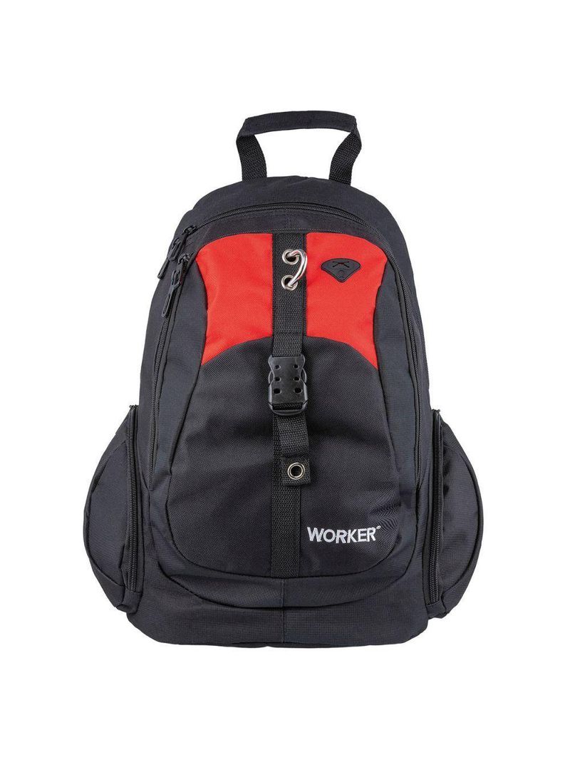 Mochila Para Ferramentas 14'' Poliéster Preta/vermelha Worker