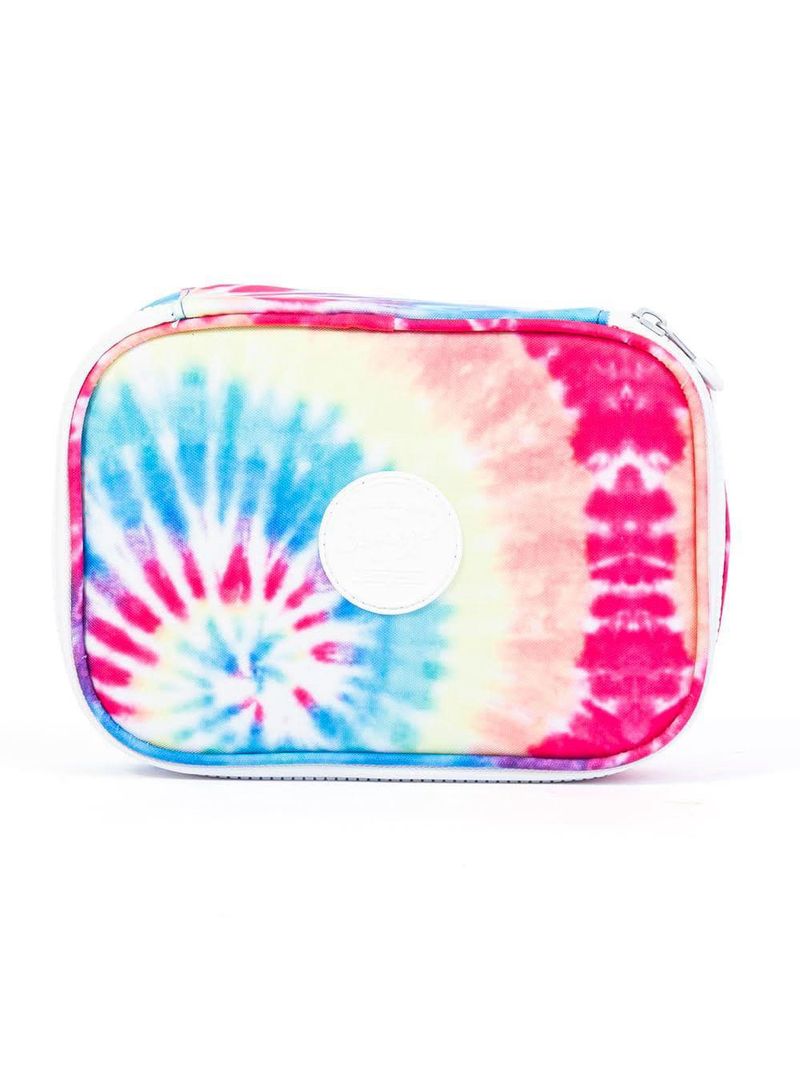 Estojo escolar feminino tie dye espiral colorido