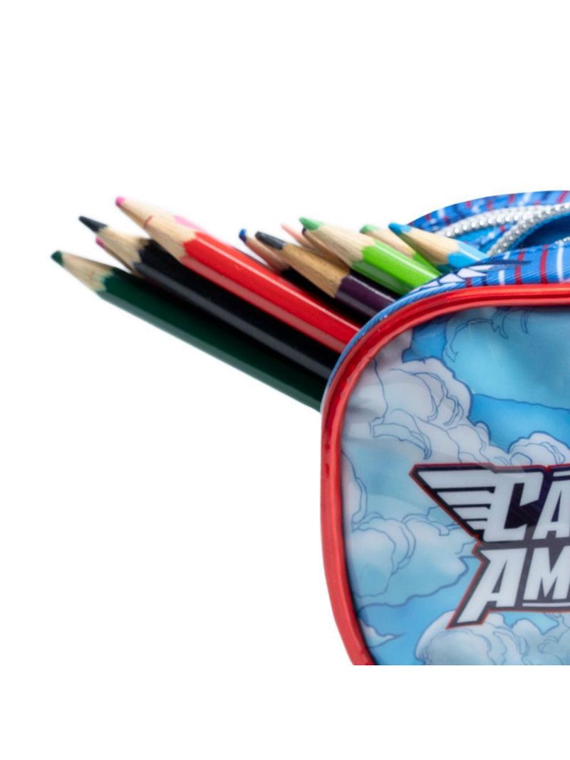 Estojo escolar masculino capitão américa azul escuro 3 compartimentos