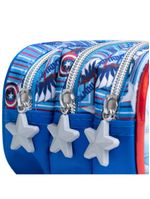 Estojo escolar masculino capitão américa azul escuro 3 compartimentos