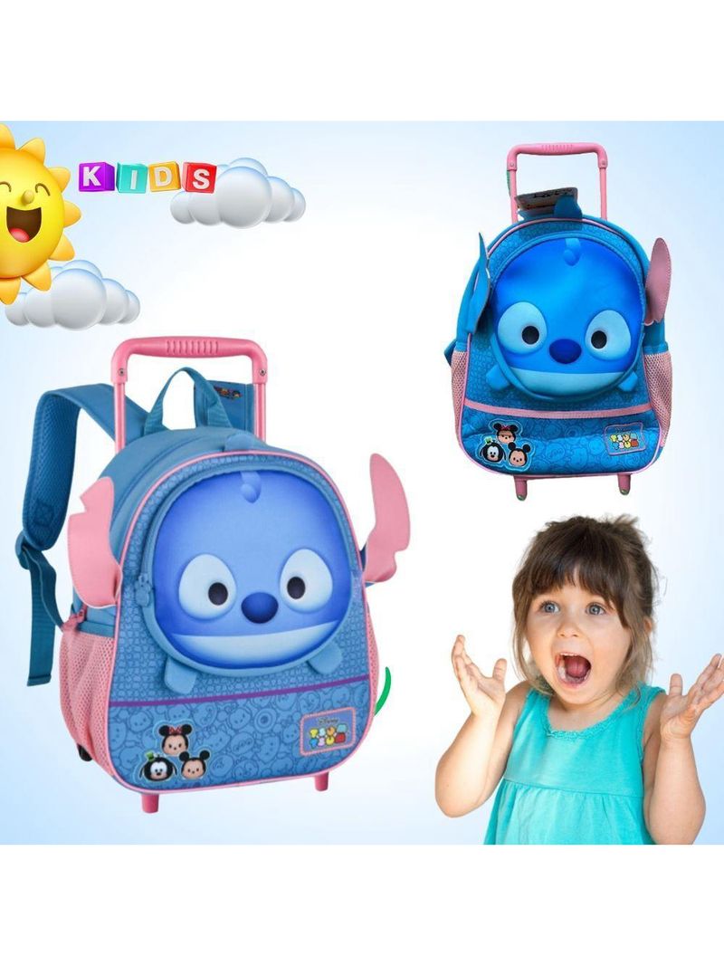 Mochila Escolar Infantil Com Alças Reforçadas Bolsa De Estudos Para Criança Stitch Tsum