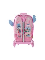 Mala Infantil 3+ Pré Escola Creche Menina Stitch 3d Com Rodinhas Cor Rosa