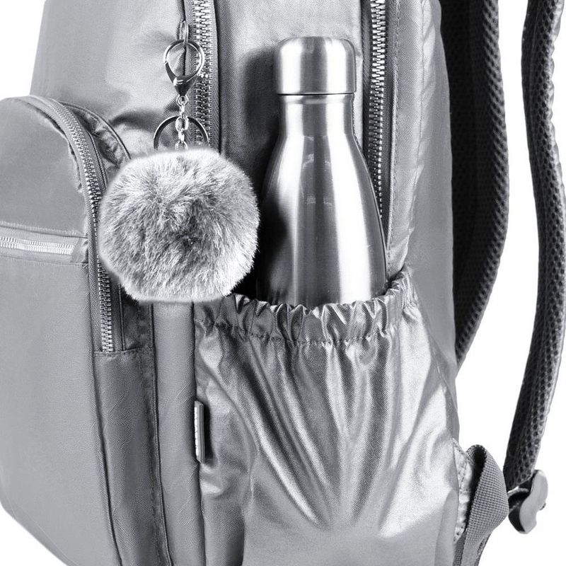 Mochila feminina perolada 23j prata