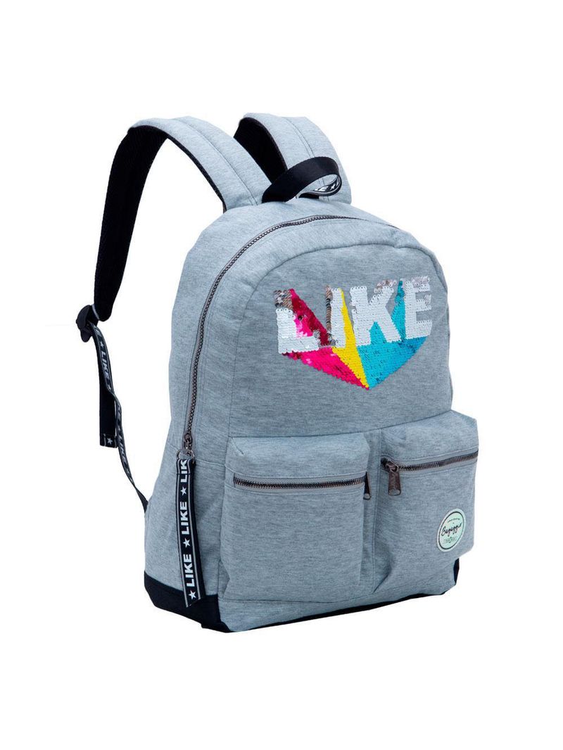 Mochila infantil feminina moletom like  cinza