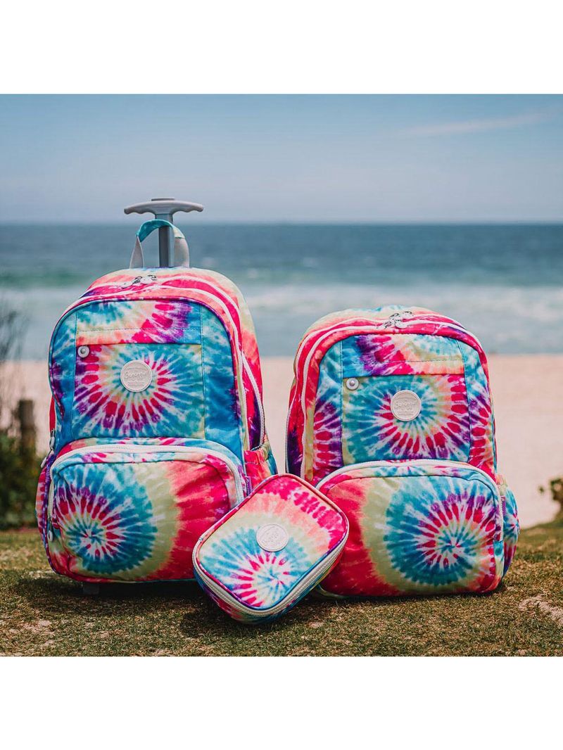 Mochila feminina tie dye espiral branca