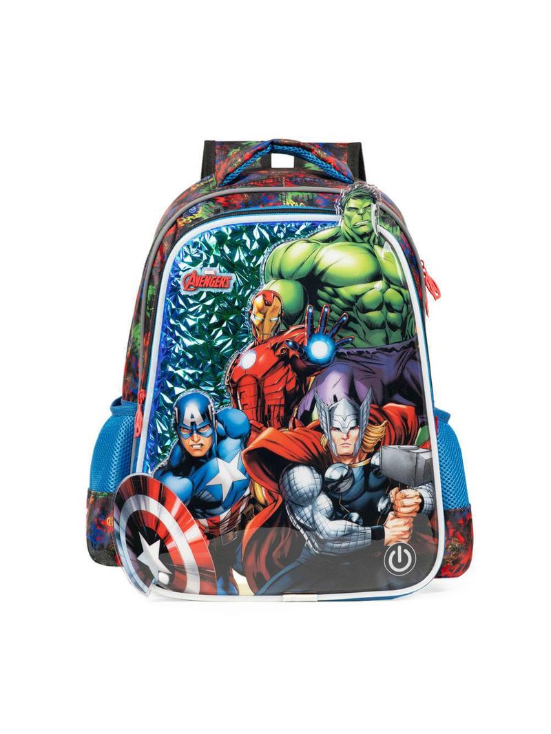 Mochila escolar masculina infantil vingadores preta