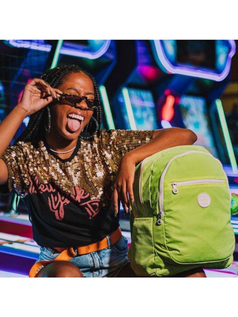 Mochila feminina colmeia neon amarela