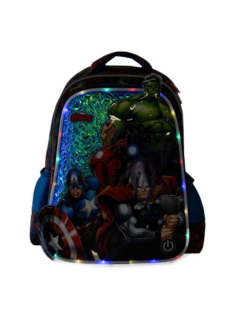 Mochila escolar masculina infantil vingadores preta
