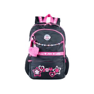 Mochila escolar feminina juvenil bg joy preta