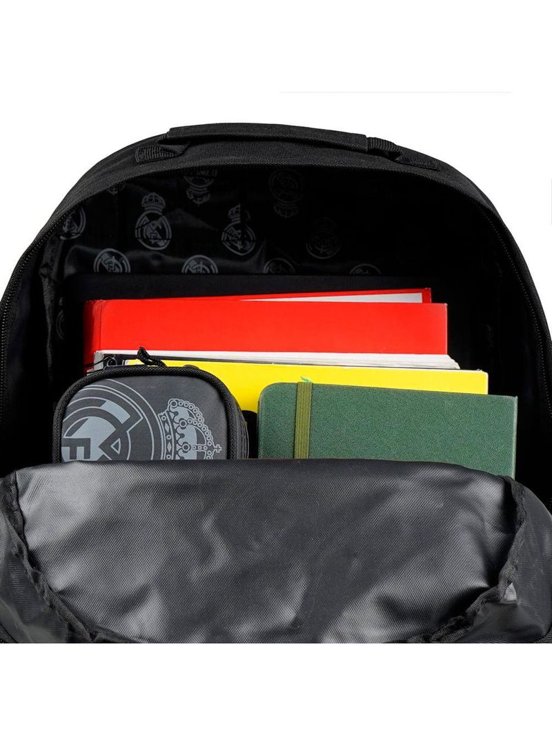 Mochila escolar masculina juvenil real madrid preta
