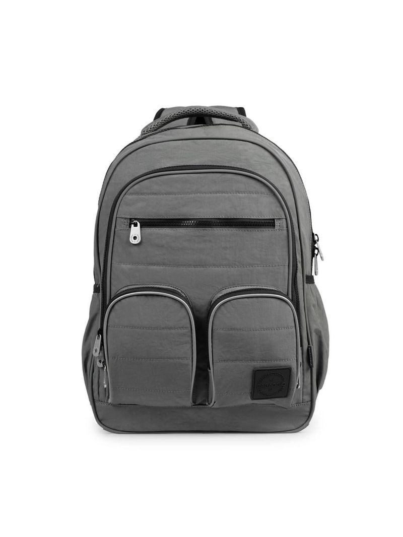 Mochila escolar masculina juvenil color block cinza