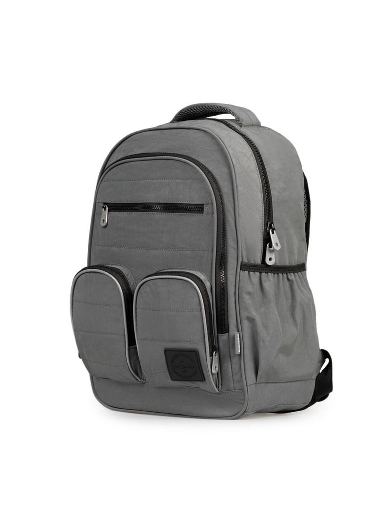 Mochila escolar masculina juvenil color block cinza