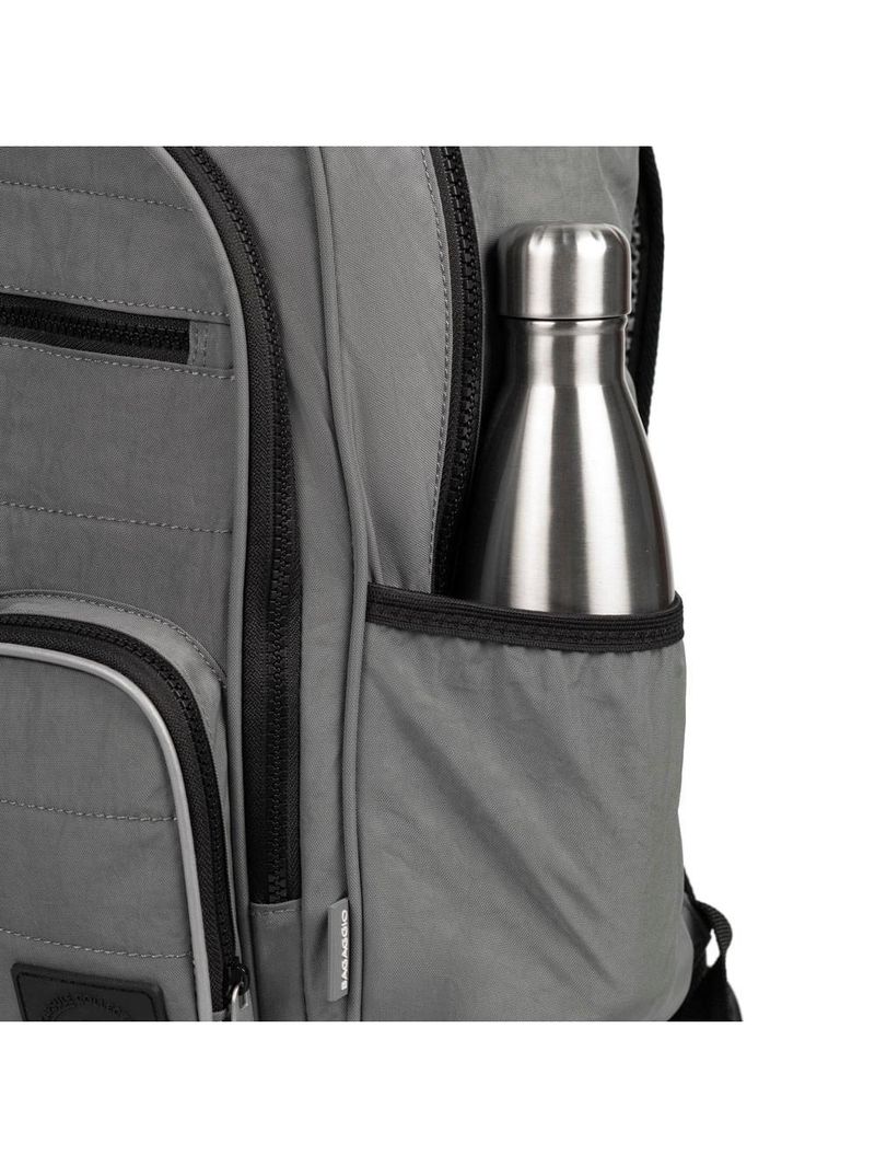 Mochila escolar masculina juvenil color block cinza