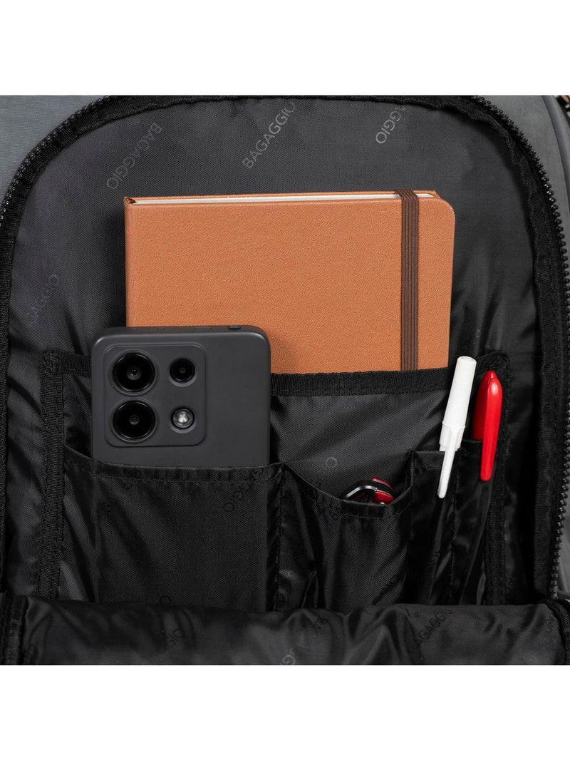 Mochila escolar masculina juvenil color block cinza