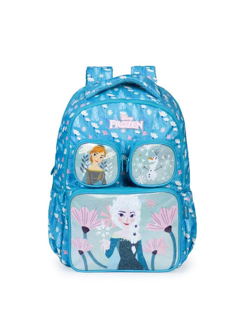 Mochila escolar infanto-juvenil feminina frozen bloom azul claro
