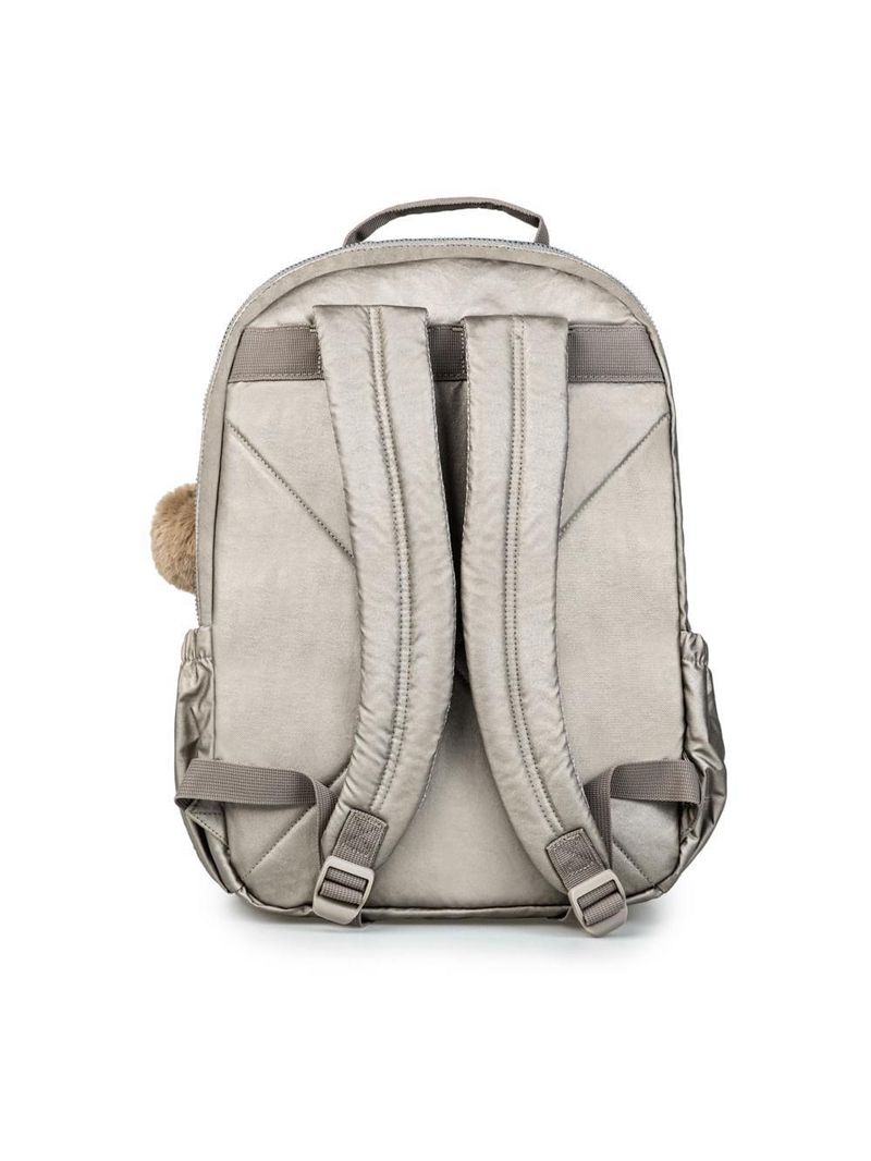 Mochila escolar juvenil feminina perolada cinza