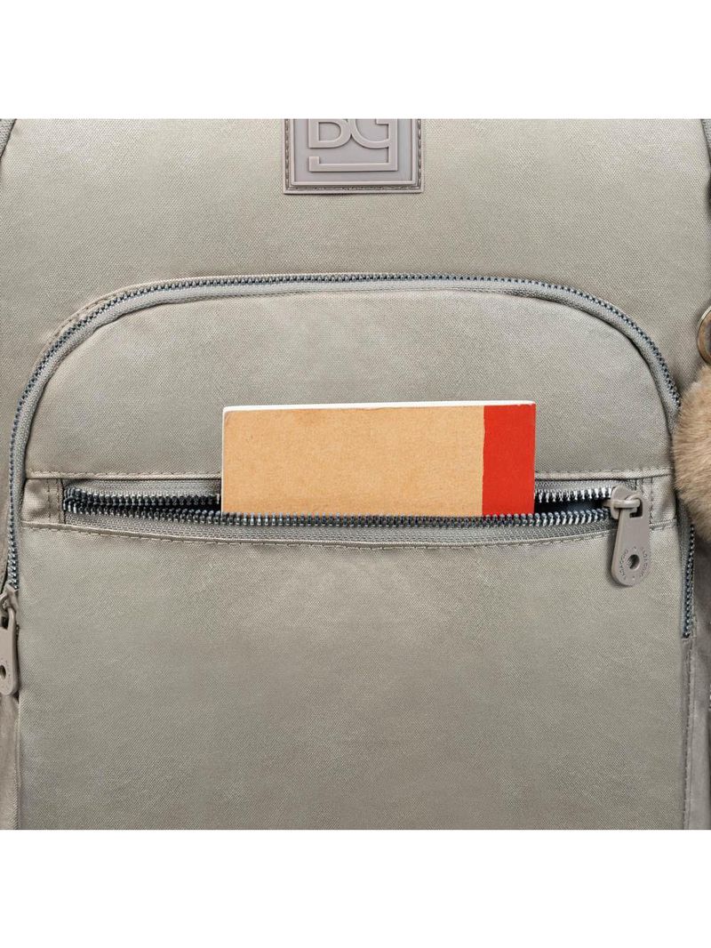 Mochila escolar juvenil feminina perolada cinza