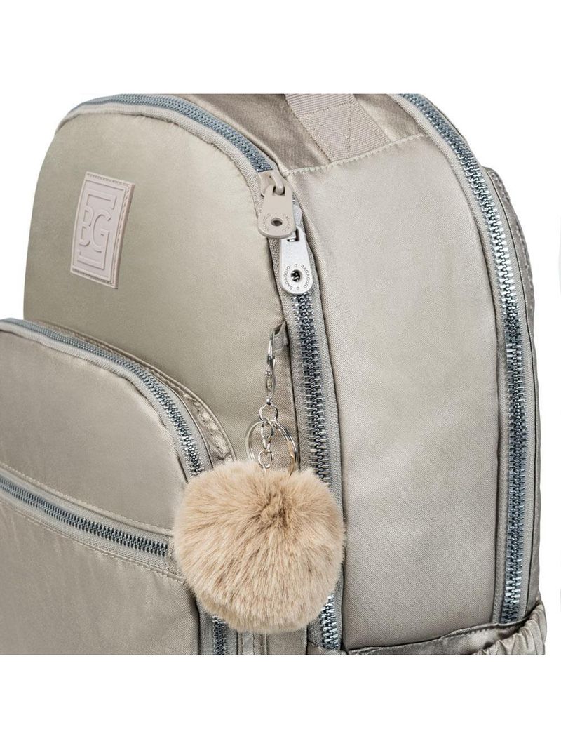 Mochila escolar juvenil feminina perolada cinza