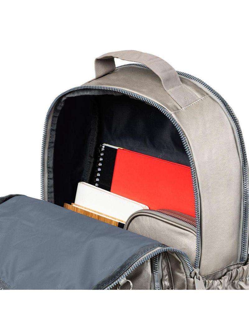 Mochila escolar juvenil feminina perolada cinza