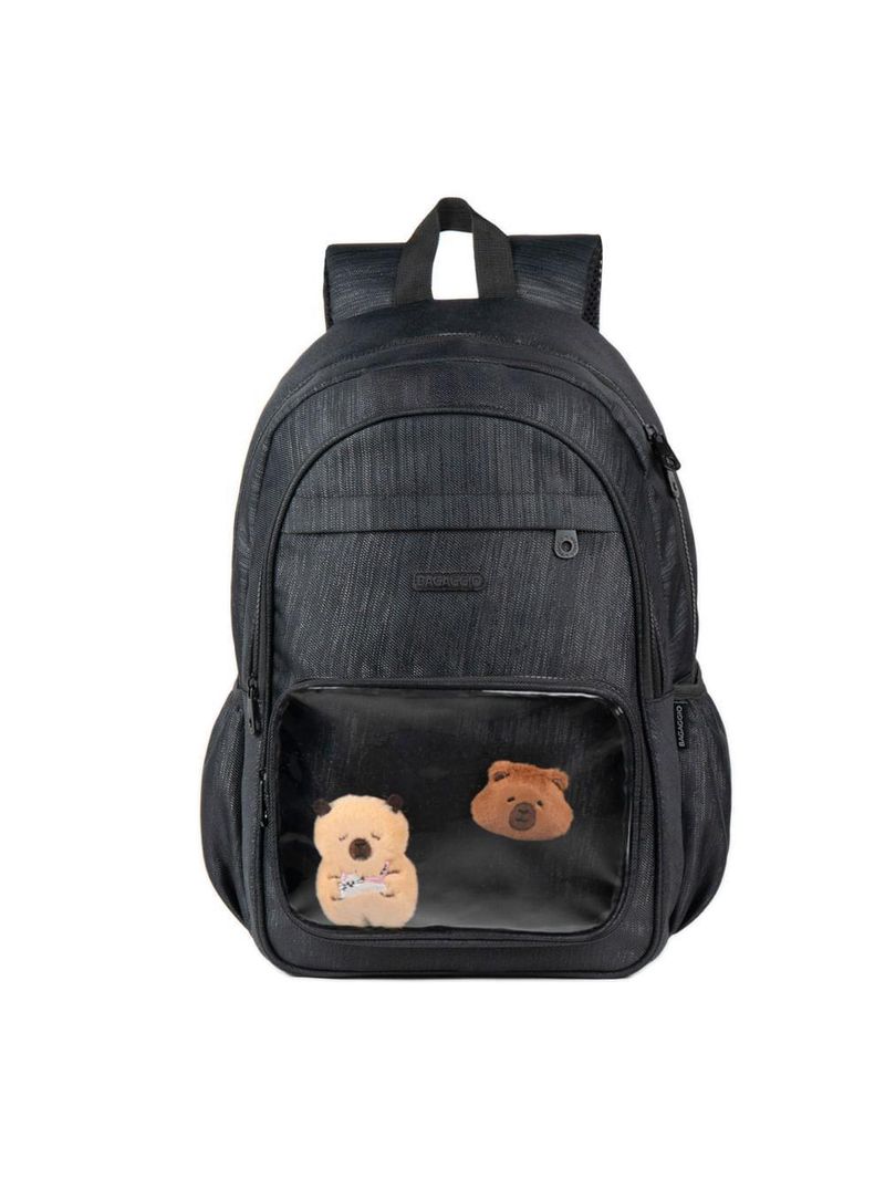 Mochila escolar feminina bg charms preta