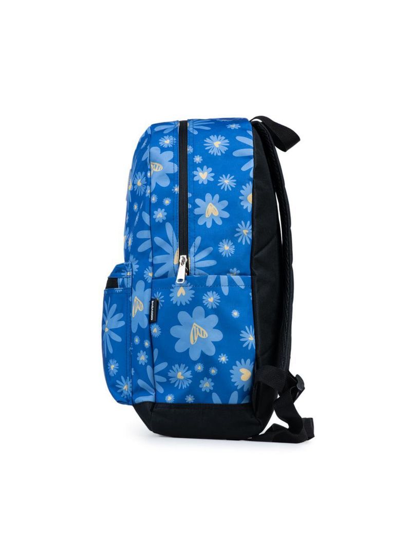Mochila escolar feminina margaridas azul
