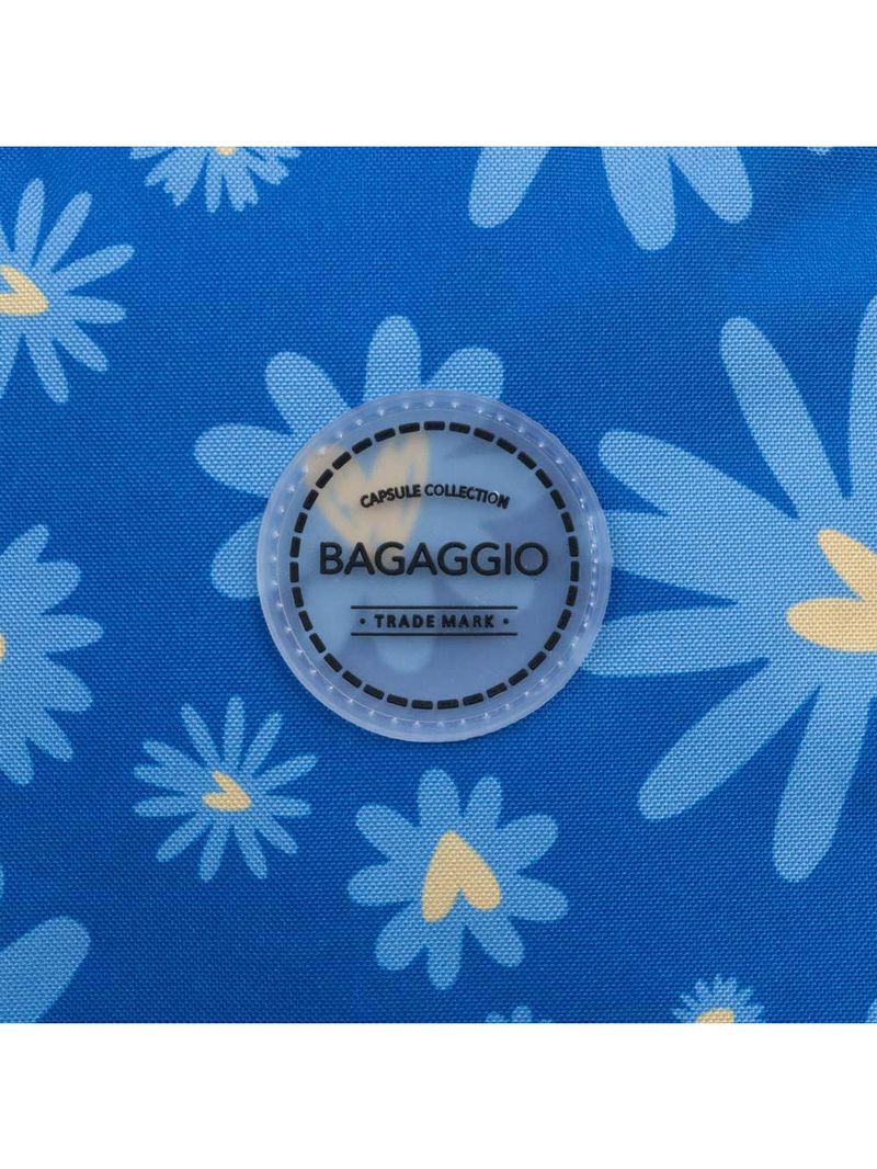 Mochila escolar feminina margaridas azul
