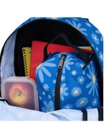 Mochila escolar feminina margaridas azul