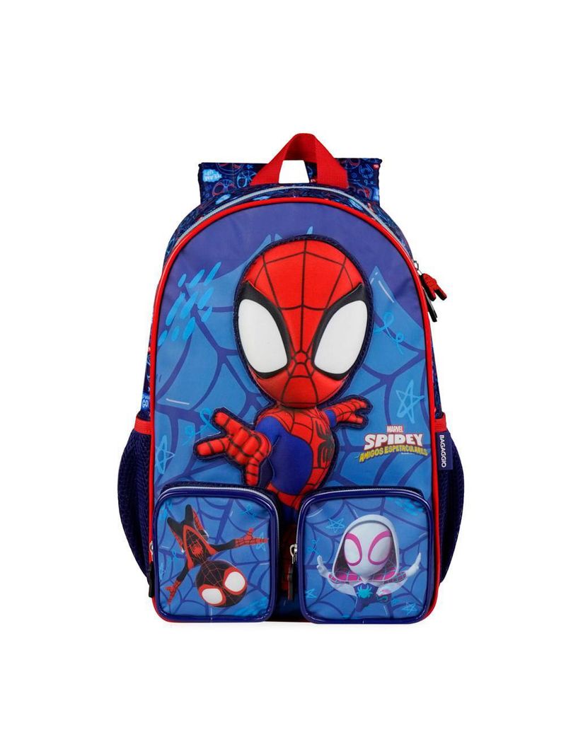 Mochila escolar infantil spidey baby 3d azul