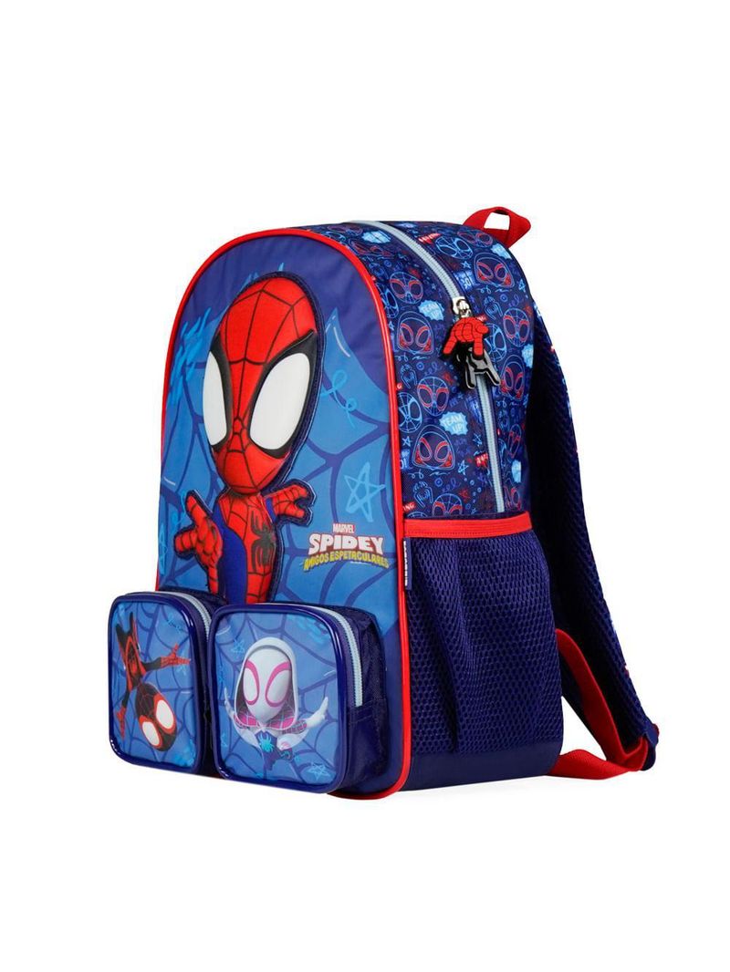 Mochila escolar infantil spidey baby 3d azul