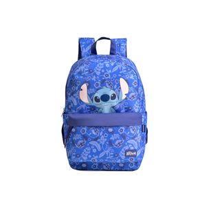Mochila escolar feminina básica stitch bloom azul escuro