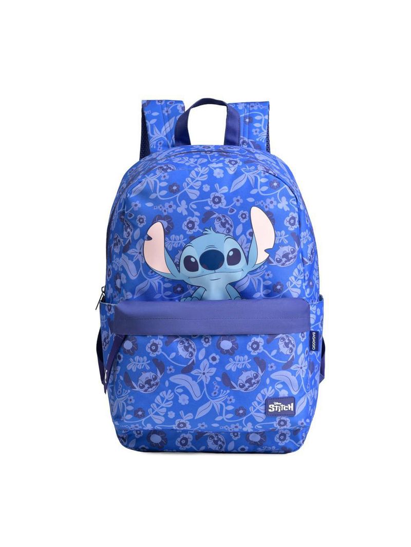 Mochila escolar feminina básica stitch bloom azul escuro