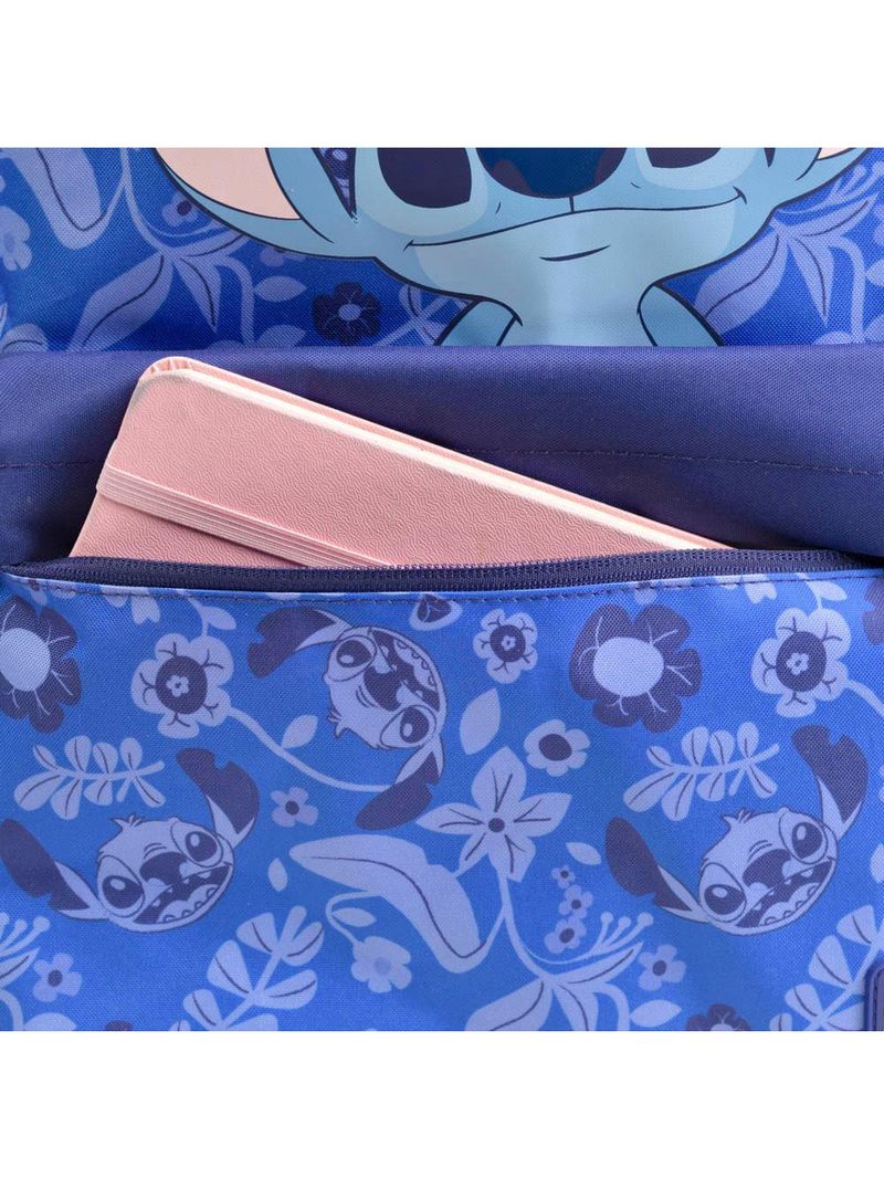 Mochila escolar feminina básica stitch bloom azul escuro