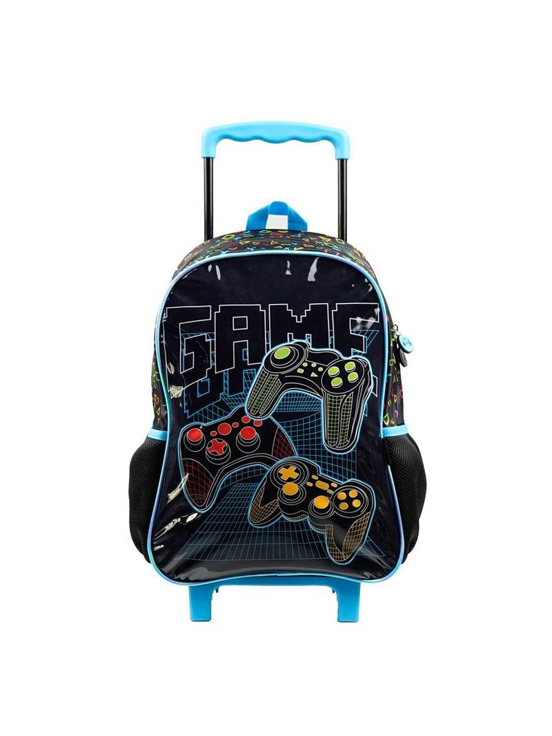 Mochila de rodinhas video game preta