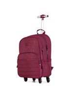 Mochila escolar juvenil com 4 rodinhas crinkle glitter vinho