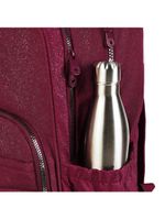 Mochila escolar juvenil com 4 rodinhas crinkle glitter vinho