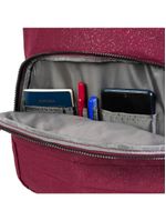 Mochila escolar juvenil com 4 rodinhas crinkle glitter vinho