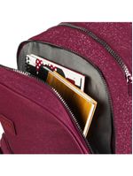 Mochila escolar juvenil com 4 rodinhas crinkle glitter vinho