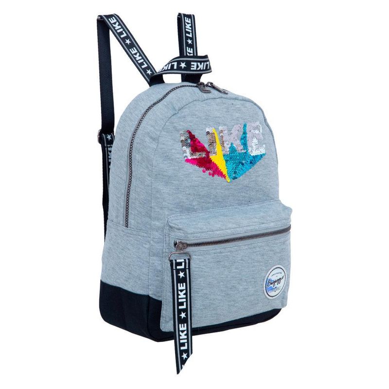Mochila infantil feminina moletom like  cinza
