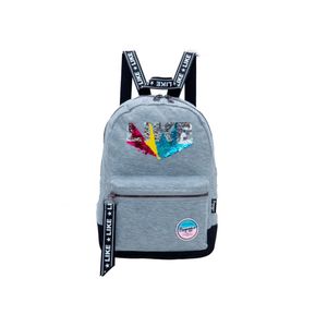 Mochila infantil feminina moletom like  cinza