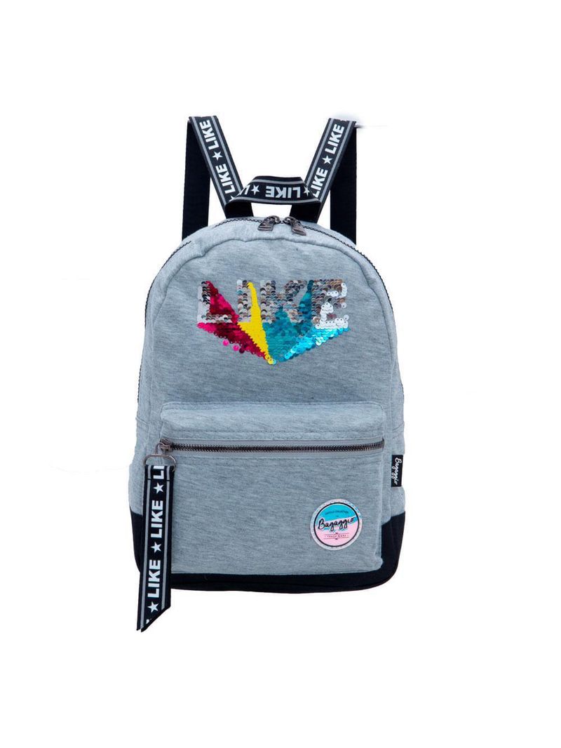 Mochila infantil feminina moletom like  cinza