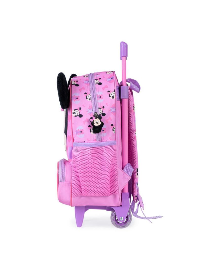 Mochila escolar feminina com rodinhas minnie baby rosa