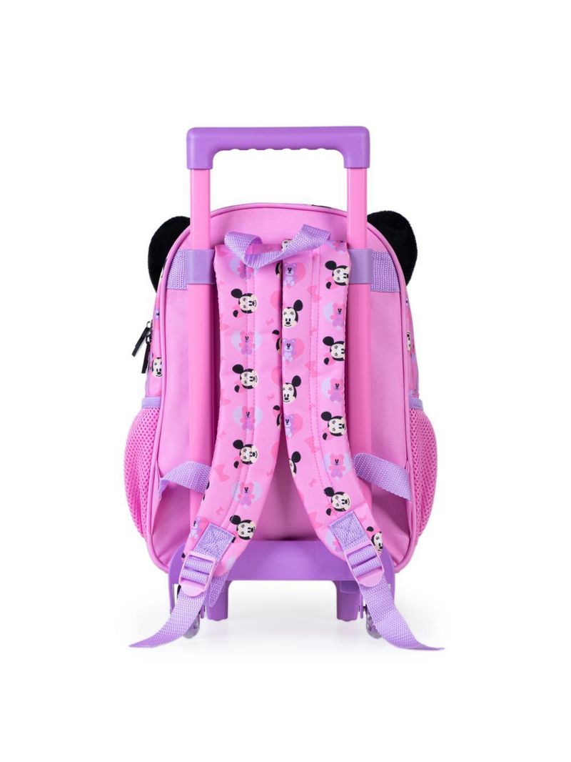 Mochila escolar feminina com rodinhas minnie baby rosa